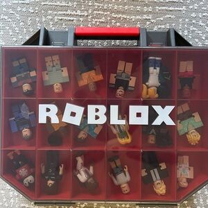 Roblox Red and Gray Carry Case with Roblox Mini Figures
